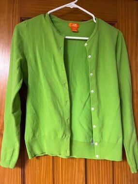Joe Fresh Bright Lime Green Button-Front Cardigan